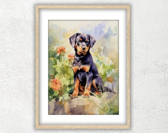 Hond aquarel afdrukbaar - Wall Art digitale download-downloadbare digitale print-JPG afbeelding-digitale print