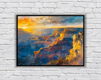 Great Canyon -Art Printable - Originele olieverfschilderij Kunst - Afdrukbare download -Olieverfschilderij afdrukbaar bestand