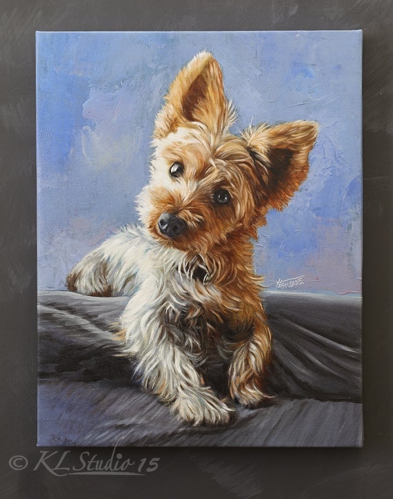 CUSTOM PET Portrait from your photo on gallery wrap canvas Customised dog art Original oil painting Australian Terrier Painting.