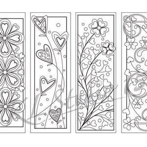 Valentine Coloring Bookmarks Page, Instant Download, Relax Mandala ...