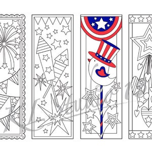 Independence Day 4th of July - Coloring Bookmarks Page,  Instant Download, Relax Mandala Designs to Color for Adults to Print and Color