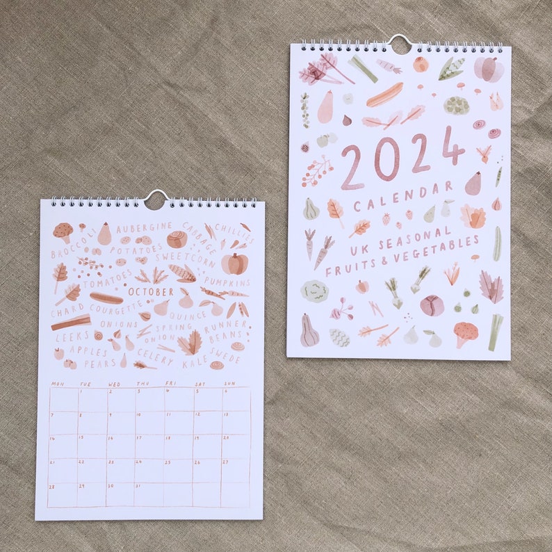 UK Seasonal Fruits & Vegetables 2024 Calendar Sustainable Etsy UK