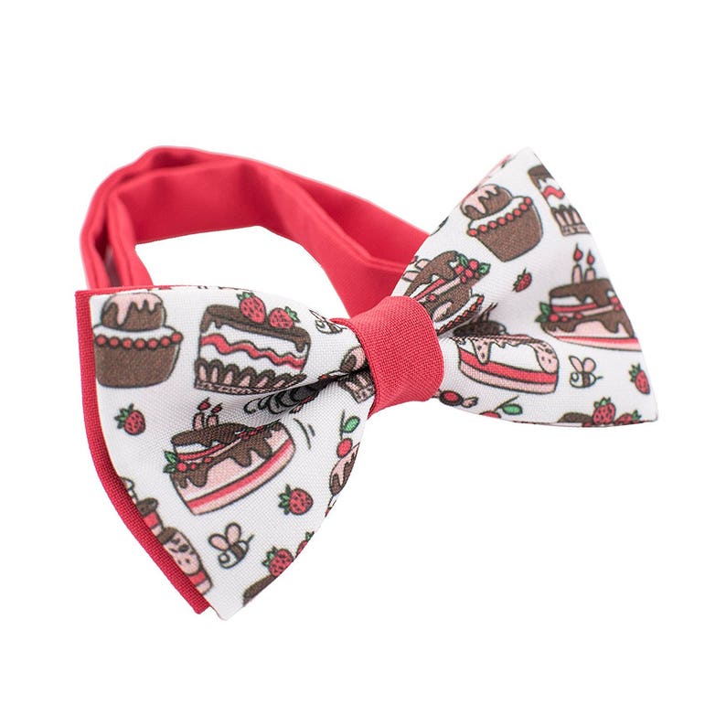 Bow Tie House Dog bones and paws bow tie pattern red pre-tied unisex shape