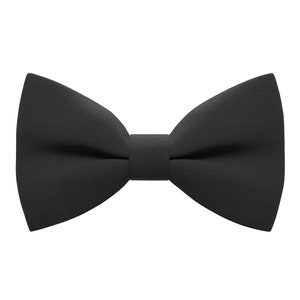 WOW! Black Bow Tie Classic Pre-Tied Bow Tie Formal Solid Tuxedo for Adults & Children