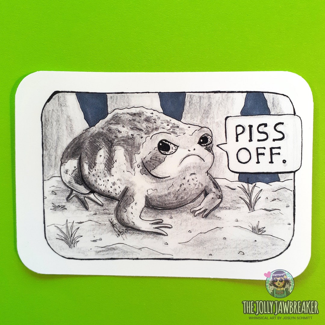 Toad Panic Sticker Piss off Angry Toad Antisocial Glossy Vinyl Sticker Gift for Frog Lover ...