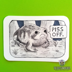 Cadeau autocollant antisocial en vinyle brillant crapaud en colère pour amateur de grenouille