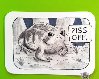 Piss Off Angry Toad Antisocial Glossy Vinyl Sticker Gift for Frog Lover