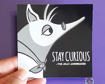 STAY CURIOUS Seer Sengi Sticker Inspirational Cute Elephant Shrew Quote For Bullet Journal/Sketchbook/Laptop