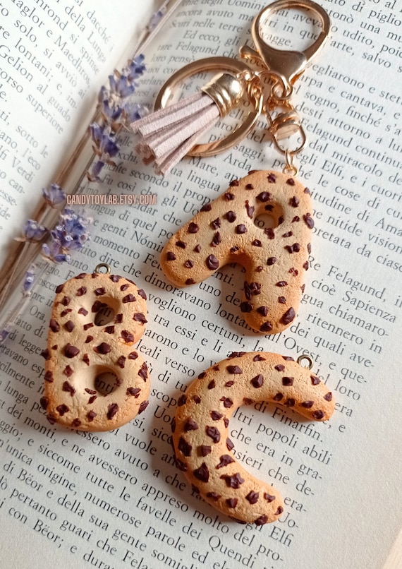 Cookies Letters; Keychain; Keyring; Fimo Charms; Customizable