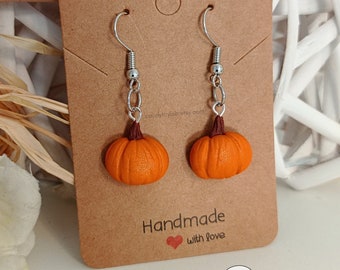Halloween pumpkin earrings | cute polymer clay pumpkins | Nickel free earrings
