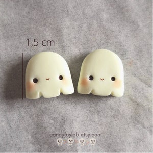 Kawaii ghost charms cute pastel charms glow in the dark polymer clay fimo night glow cute spooky Halloween accessories image 2