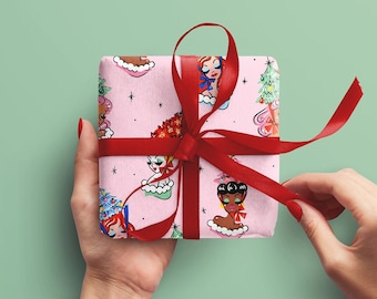 Retro Christmas Trees – Wrapping Paper • Designed by Shea • Merry Kitchmas • Gift Wrap • Retro Style • Illustration