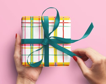 Pretty in Plaid – Wrapping Paper • Designed by Shea • Merry Kitchmas • Gift Wrap • Retro Style • Illustration