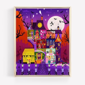 Haunted House – Art Poster • Designed by Shea • Halloween Deco • Halloween Art • Illustration • Vintage Style