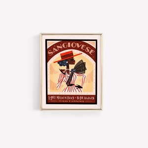 Sangiovese • Vino Vixen • Red Wine • Wine Art • Cocktail Art • Bar Cart • Mid-Century • Retro Style • Vintage Style