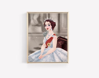 Reina Isabel II • Arte • Monarca inglés • Familia Real • Ilustración • Grabado • DiseñadoByshea