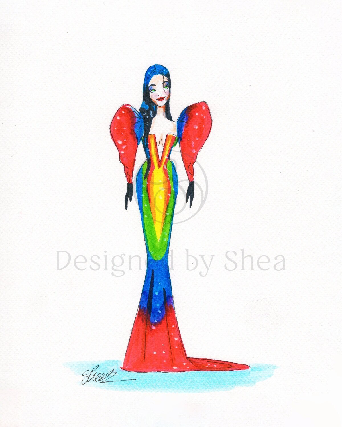 Macaw Queen • Original Art • Vintage Inspired • Costume Design • Fashion Illustration • DesignedByShea