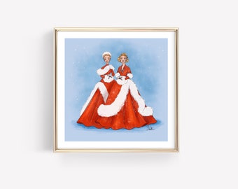 Snow Sisters • Musical • Broadway • Art • Vintage Style • Fashion Illustration • White Christmas • DesignedByShea