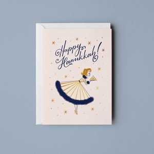 Felice Hanukkah – Biglietto d'auguri • Posta ordinaria • Vintage • Moda • Illustrazione • Progettato da Shea • Arte • Retro • Glamour