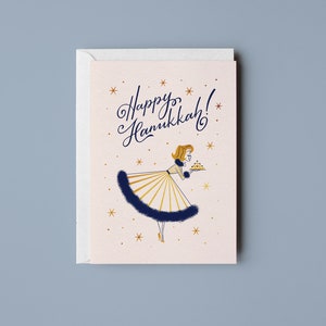 Happy Hanukkah Greeting Card Snail Mail Vintage Fashion Illustration Designed By Shea Art Retro Glamorous image 1