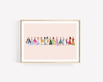 Vintage-Inspired Princess Fashion Poster • Fairytale Art • Gallery Wall • Nursery Art • Fashion Illustration • Happily Ever After
