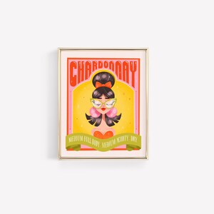 Chardonnay • Vino Vixen • Wijnkunst • Cocktail art • Bar Cart • Mid-Century • Retro Stijl • Vintage Stijl