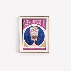 Champagne • Vino Vixen • Wijnkunst • Cocktail art • Bar Cart • Mid-Century • Retro Stijl • Vintage Stijl