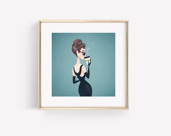 Petit-déjeuner chez Tiffany • Audrey Hepburn • Holly Golightly • vintage • Art • Fan Art • Illustration • Impression • DesignedByShea