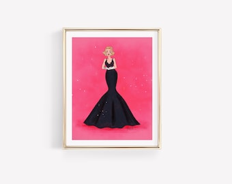 Betty in Black • Art Print • Vintage Style • Fashion Illustration • DesignedByShea