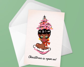 Christmas is upon us! — Greeting Card • Vintage Christmas • Christmas Card • Retro • Mid-Century Style • Vintage Style • Christmas Tree Hat
