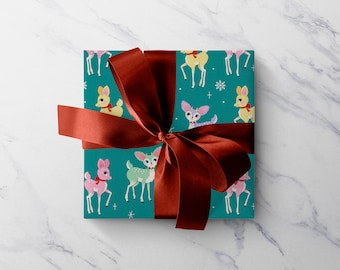 Frolicking Reindeer – Wrapping Paper • Designed by Shea • Merry Kitchmas • Gift Wrap • Retro Style • Illustration