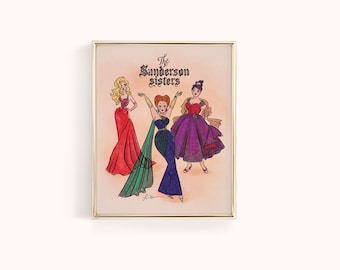 Nuestras hermanas espeluznantes favoritas • Decoración de Halloween • Estilo vintage • Vintage • Arte • Ilustración • Impresión • DesignedByShea