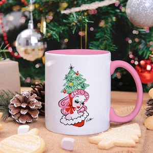 Vintage Christmas Tree Hat Mug • Holiday Decor • Retro Style • Vintage Style • Designed by Shea • Coffee Cup • Tea • Kitchmas