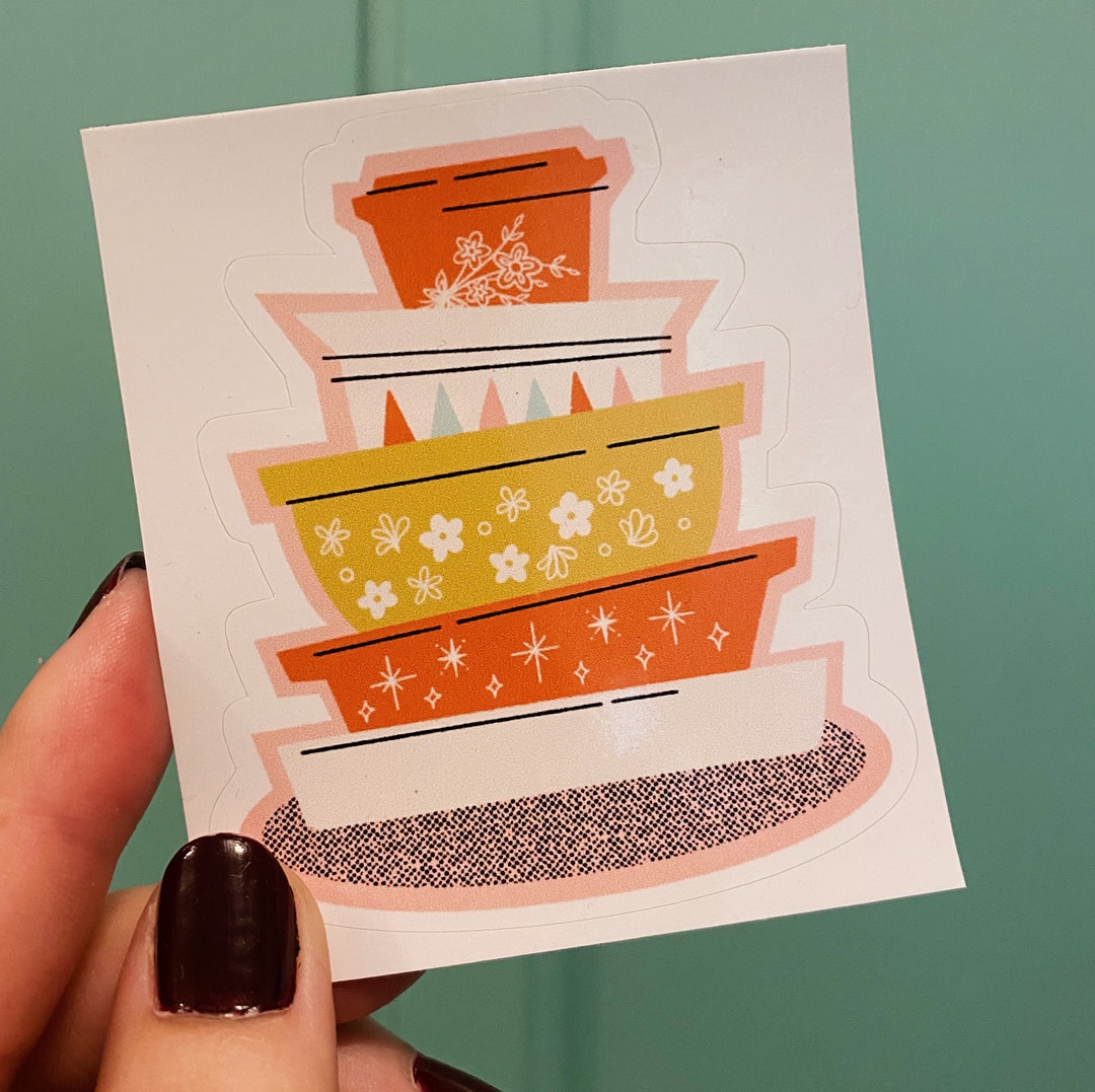 Pyrex Stack Sticker Retro Pyrex – Sticker • Journaling • Designed by Shea • Scrapbooking - Etsy