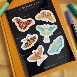 Magical Moths - Sticker Sheet • Journaling • Designed By Shea • Scrapbooking • Planner
