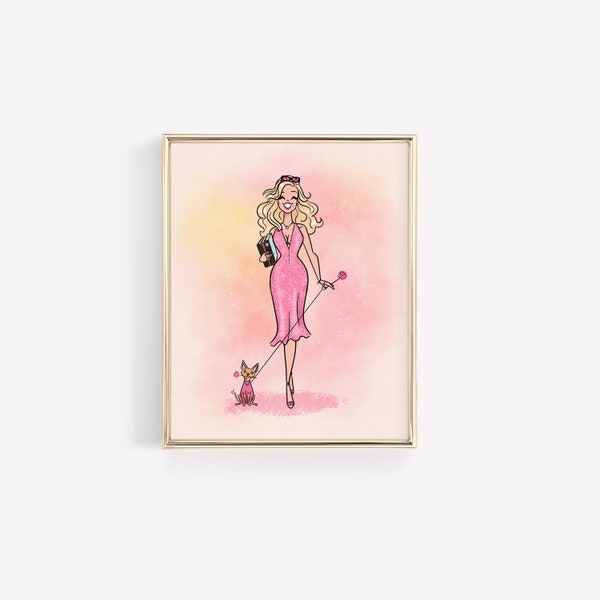 Elle Woods Art Poster • Designed by Shea • Fashion Illustration • Pink