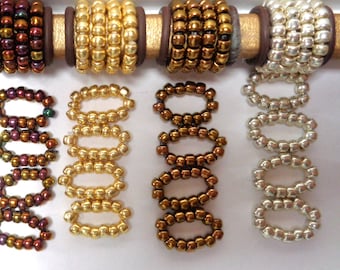 4 Handmade 10x2mm Beaded 8/0 single strands---Your Choice of Color--Gold--Brass--Silver--Peacock Gold ,  bracelet finding, Jewelry supply