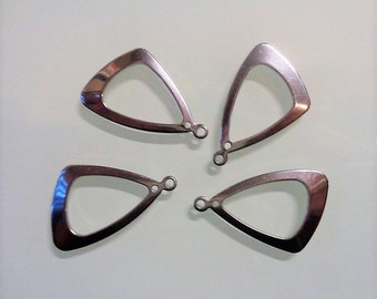 Stainless Steel Triangle Pendant, quantity 4, Size, about 22mm wide, 33mm long, 1.5mm thick, hole: 2mm