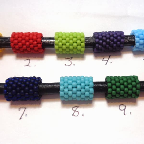 Choose Your Color-- One Solid Peyote bead tube Fits 5mm Round Leather , Frosted 11/0 Seed Beads .Flexible -Handmade-Versitile