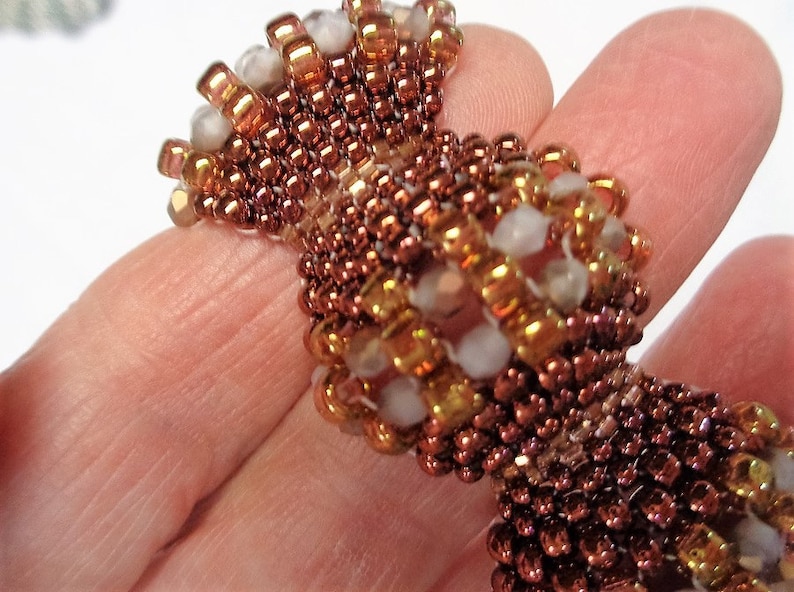 Peyote Bracelet, Woven Beaded Bracelet, Flat Peyote Cellini Beaded Bracelet image 4