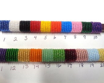 Choice of 20 Colors---6 Licorice Beaded Oh Rings , ID 10x6mm, Color Blocking, Beaded  Sliders,  Spacers, 11/0 Seed Beads