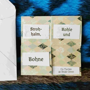 DOWNLOAD Vorlage und Anleitung für Endloskarte "Strohhalm, Kohle und Bohne" - Grimms Märchen