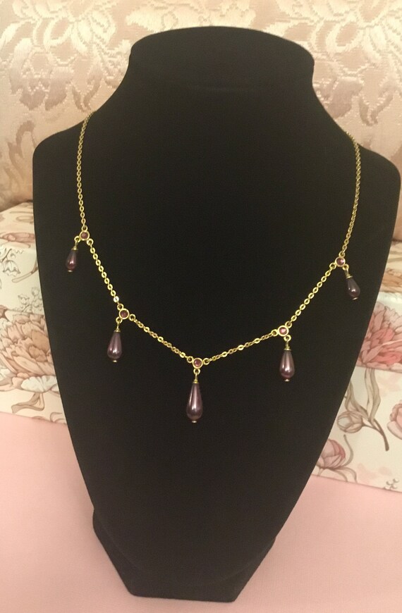 Vintage Joan Rivers Purple Teardrop & Rhinestone N