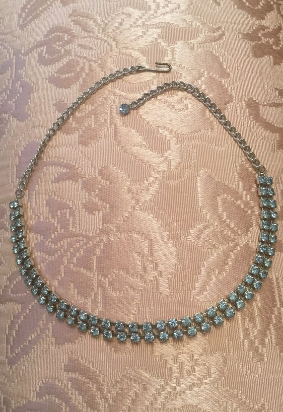 Vintage Baby Blue Rhinestone Choker, Vintage 1950’