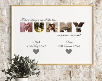 Personalised Mummy Gift | Mummy Print | Mummy Wall Art | Mummy Gift Collage | Mummy birthday Gift | Mum Photo gift with text |New mummy gift