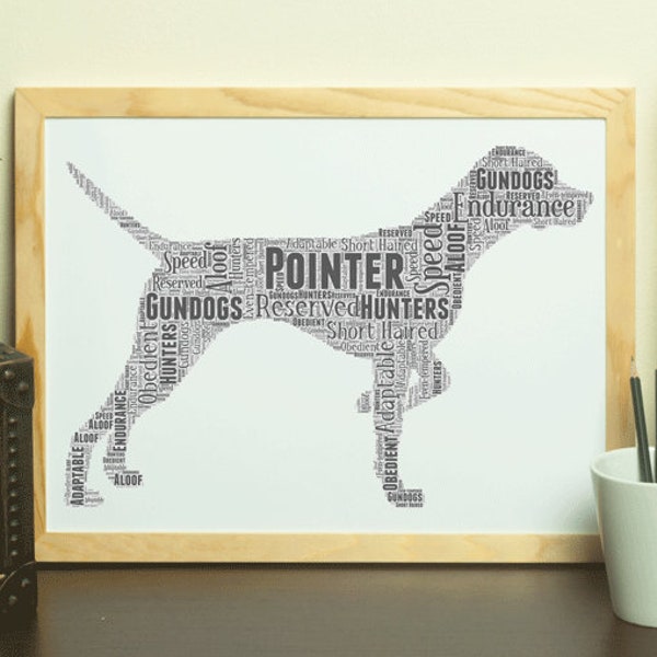 Pointer Gift | Personalised Pointer Dog Word Art Print | Pointer Owner Gift |Pointer Birthday Poster | Pointer Puppy print | Pointer Dog Art