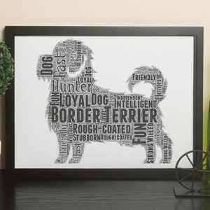 Personalised Border Terrier Dog Word Art, Dog Word Art, Cute, Dog, Pet, Animal, Border Terrier Dog Poster, Puppy print, Fathers Day