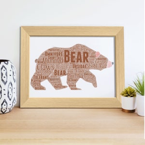 Bear Gifts | Personalised Bear Word Art | Bear word Art Print | bear gift for her | Bear gift for him | Bear nursery print| nursery animal