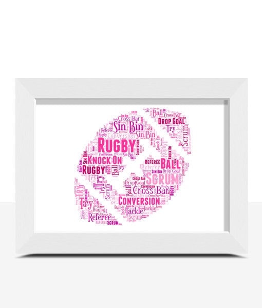 Personalised Rugby Ball Gift Rugby Ball Shape Framed Word Art Etsy UK