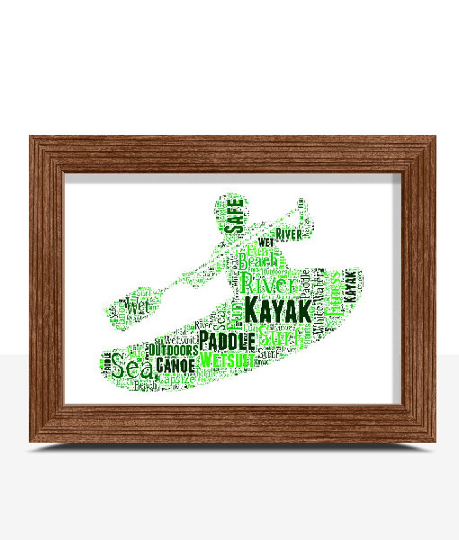 Personalised Kayak Word Art Canoeing Enthusiasts Gift Etsy UK